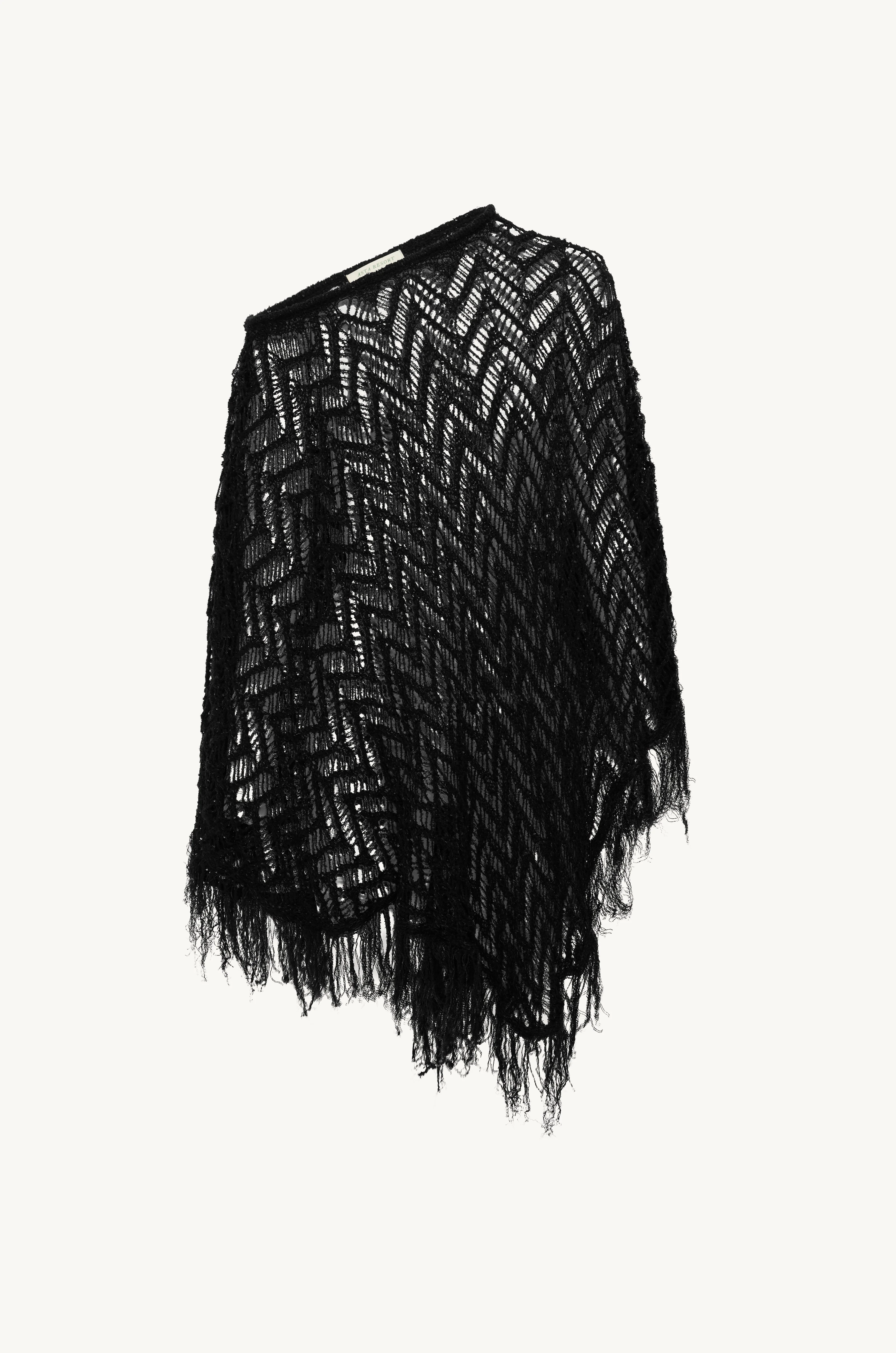 Alice Fringe Poncho - Black/Silver Sequin - Image 5