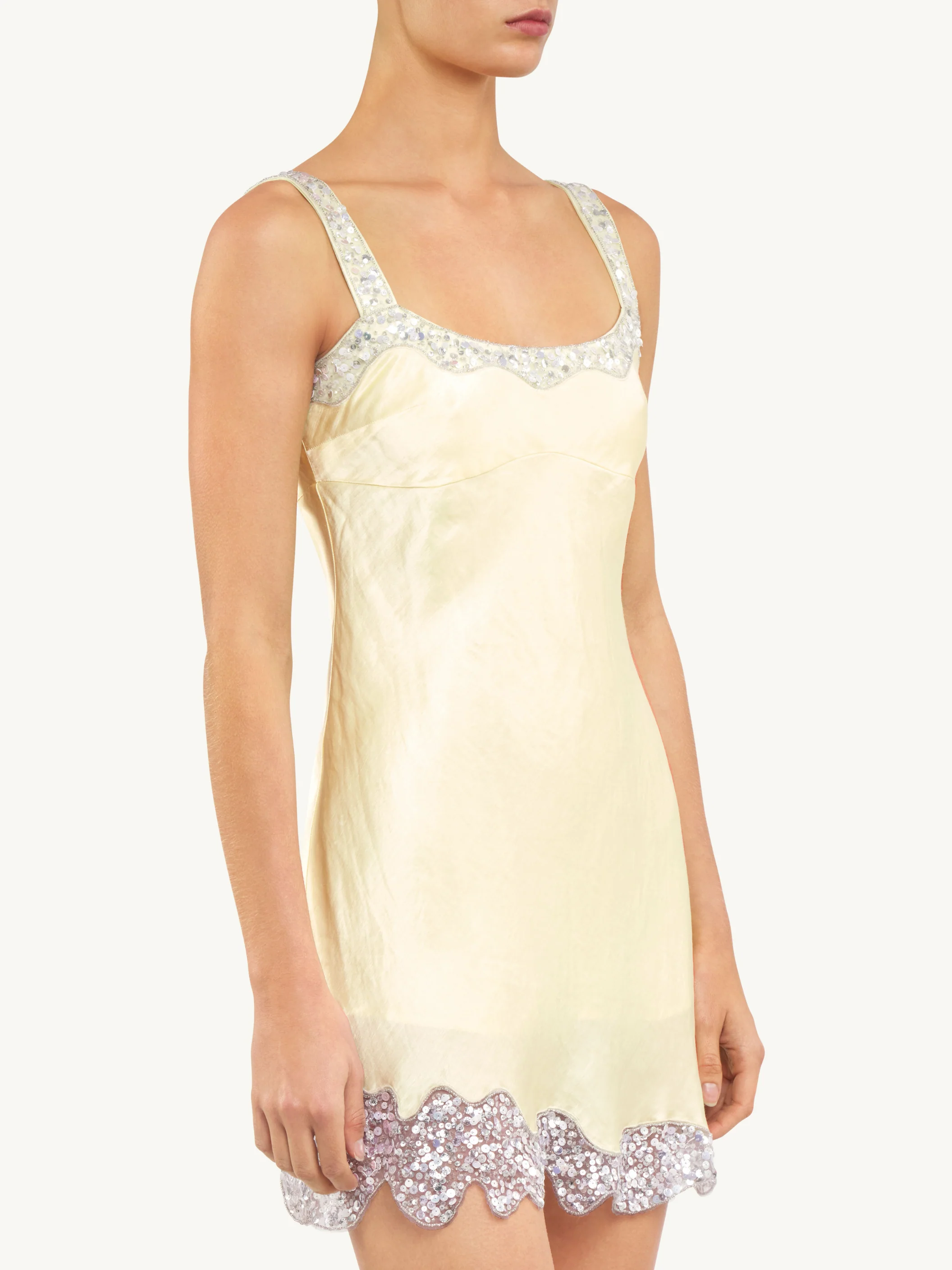 Nikolina Hand Beaded Mini Dress - Butter Yellow - Image 4
