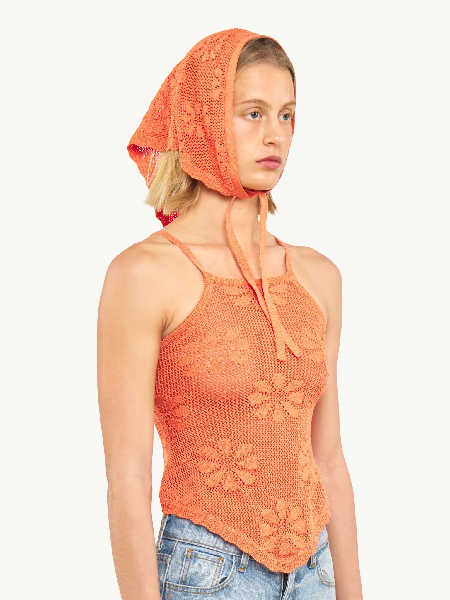 Bruna Crochet Bandana - Tangerine - Image 3