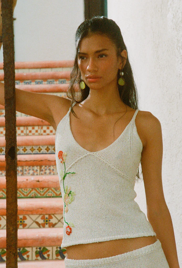 Carolina Embroidered Camisole - Star White Sequin - Image 5