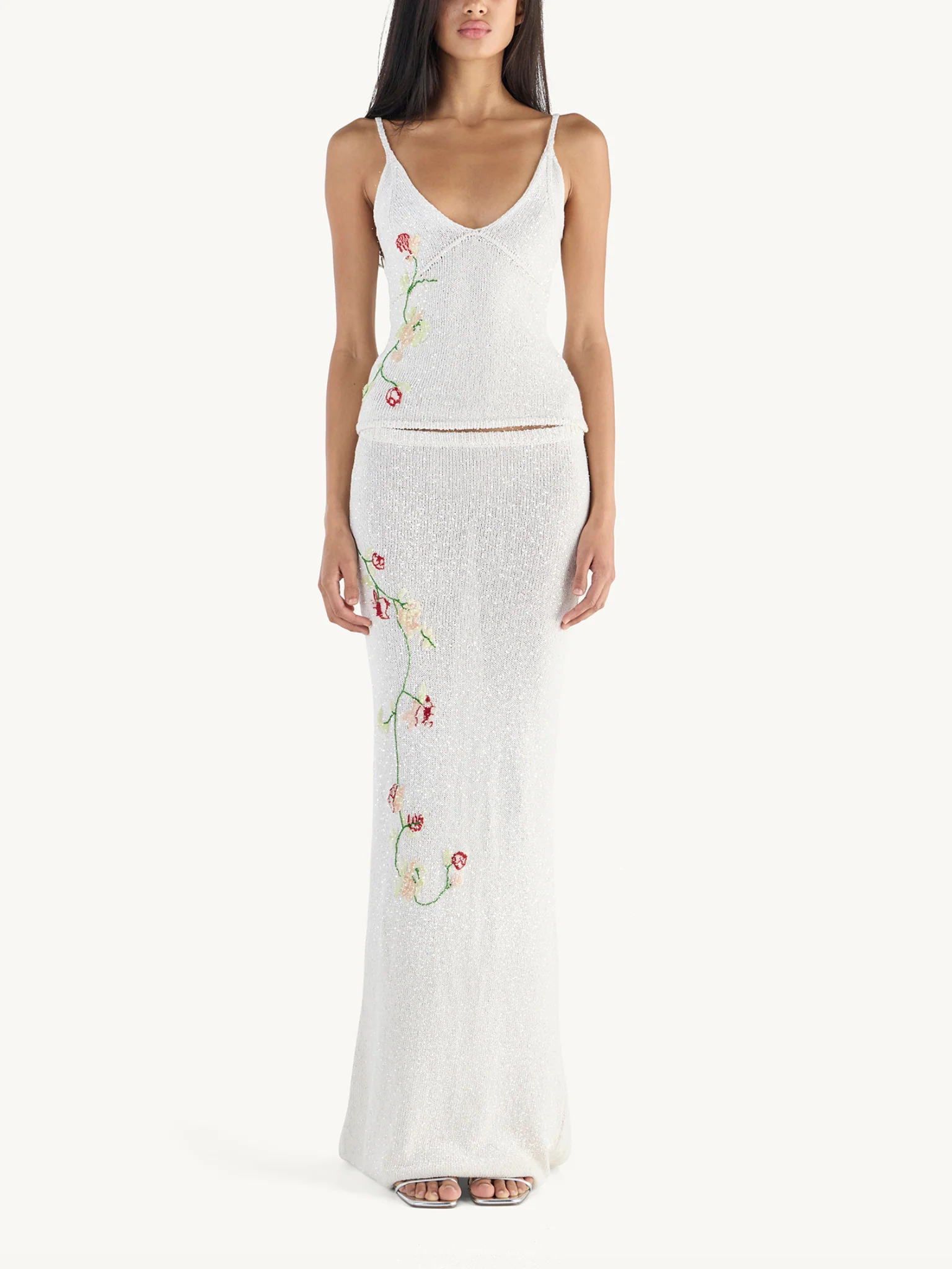 Carolina Embroidered Skirt - Star White Sequin - Image 2