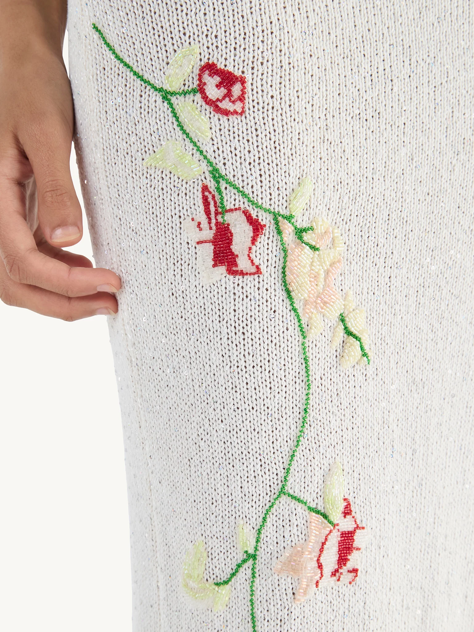 Carolina Embroidered Skirt - Star White Sequin - Image 3