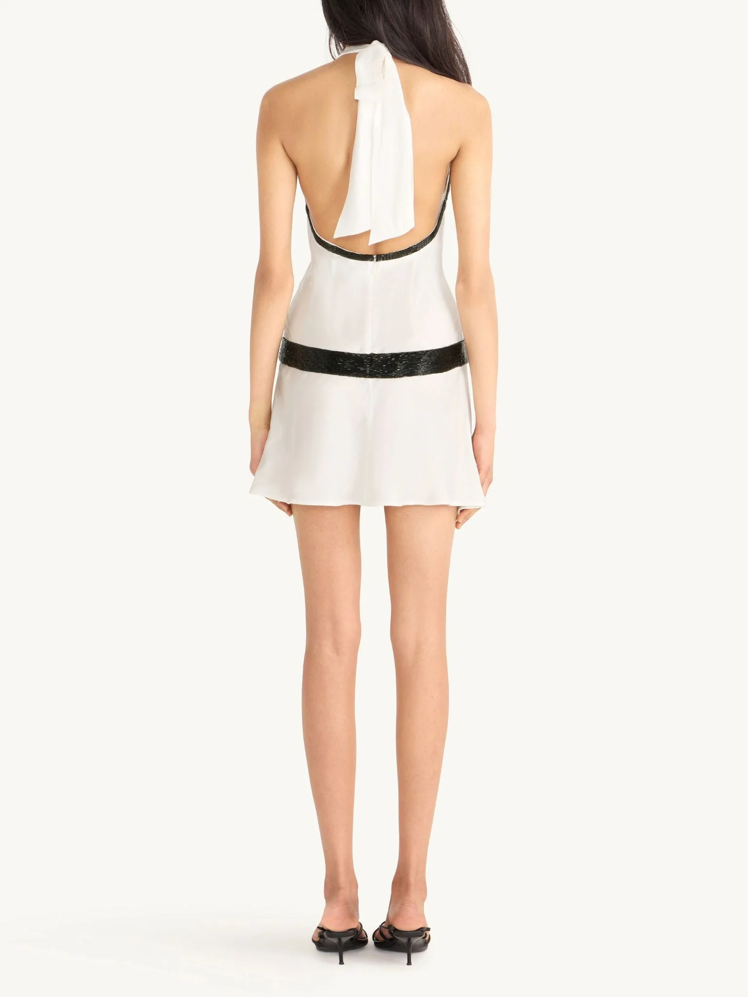 Celine Hand Beaded Mini Dress - Salt/Black - Image 5