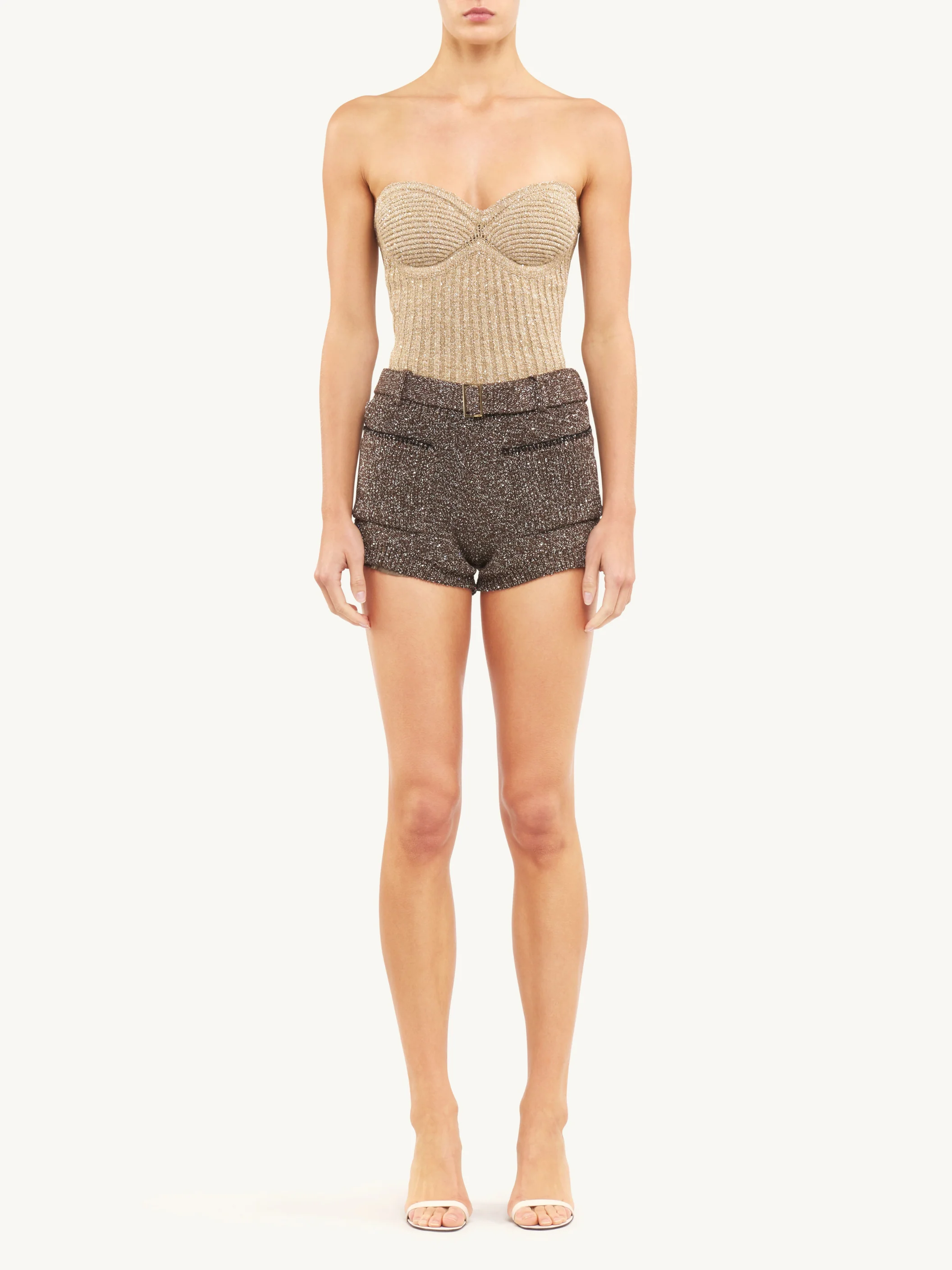 Colette Knitted Corset - Biscuit Sequin - Image 4