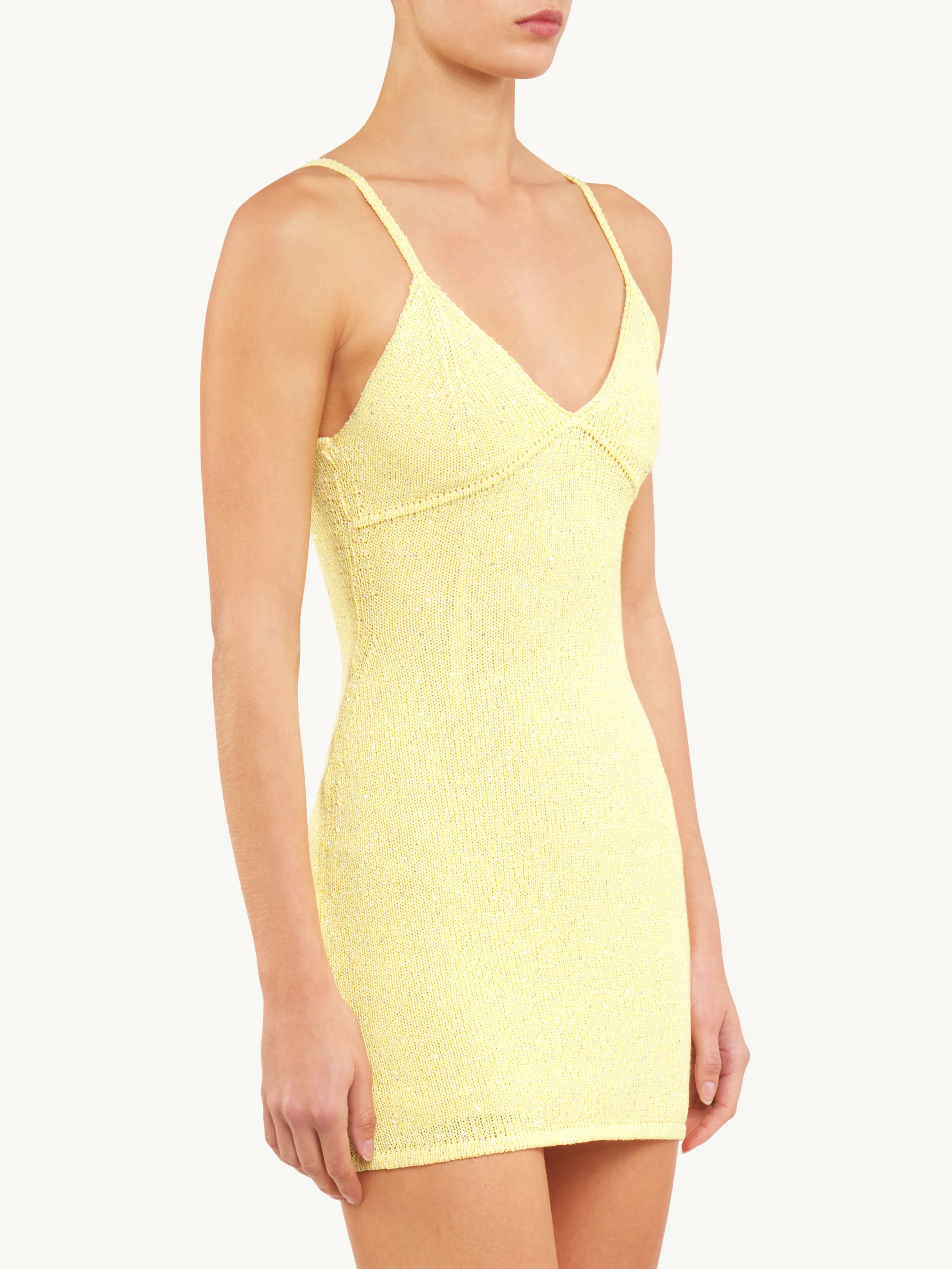 Delilah Mini Dress - Butter Yellow Sequin - Image 3