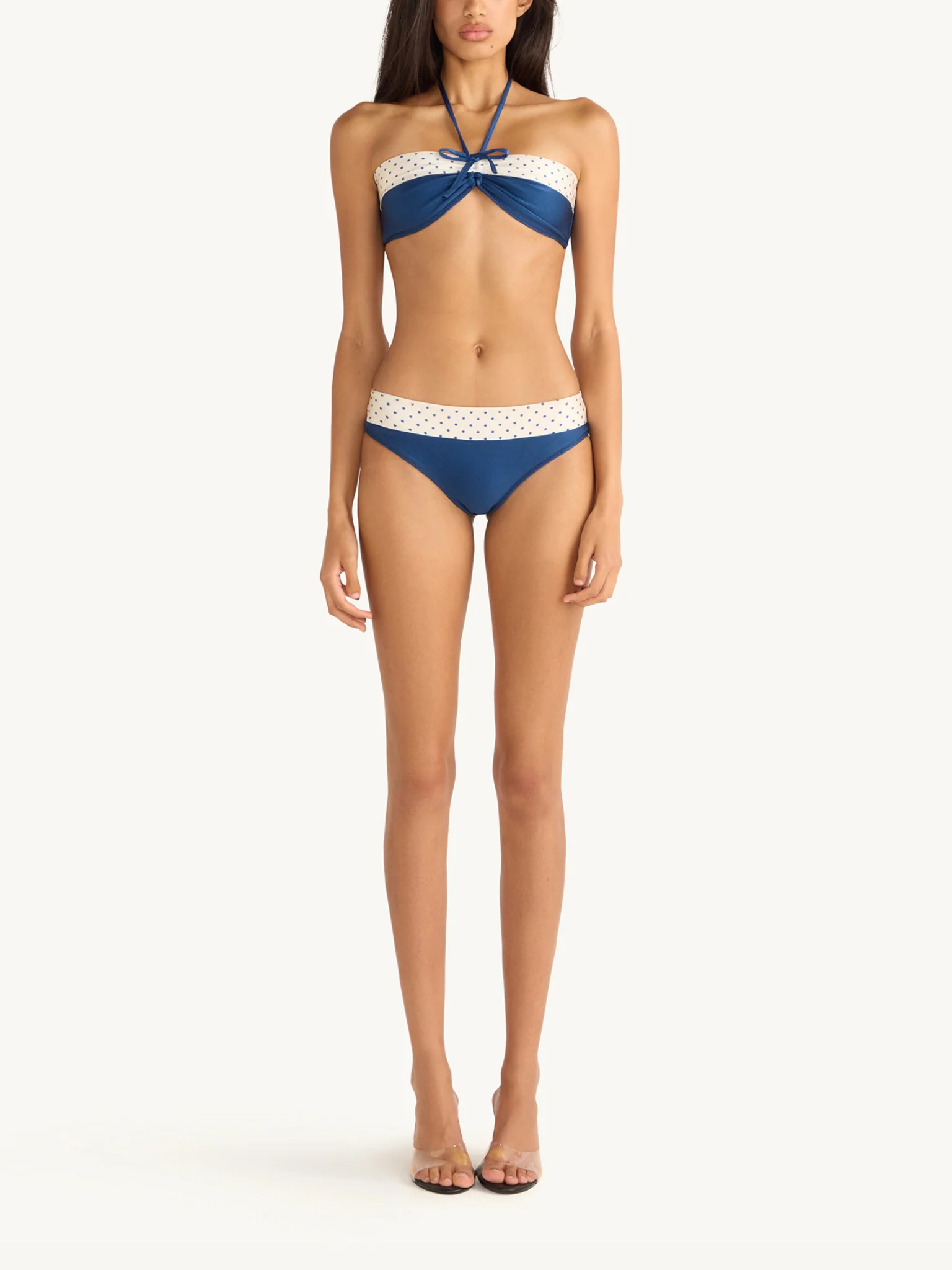 Lola Bikini Top - Navy Polka - Image 2