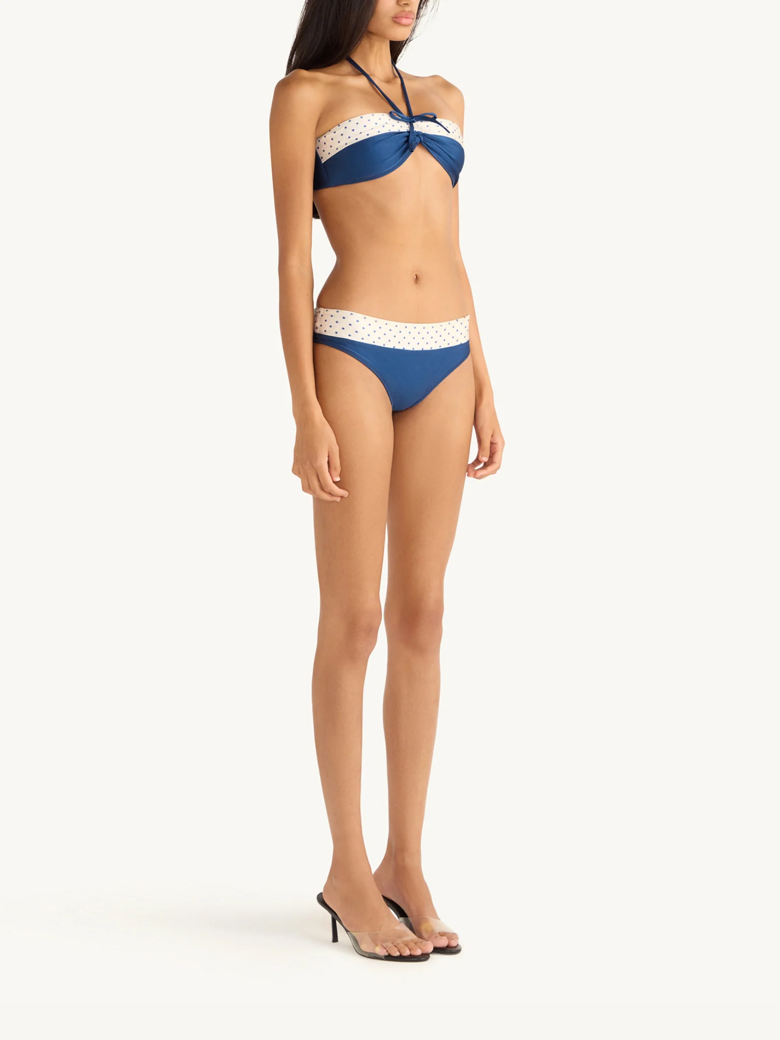 Lola Bikini Top - Navy Polka - Image 3