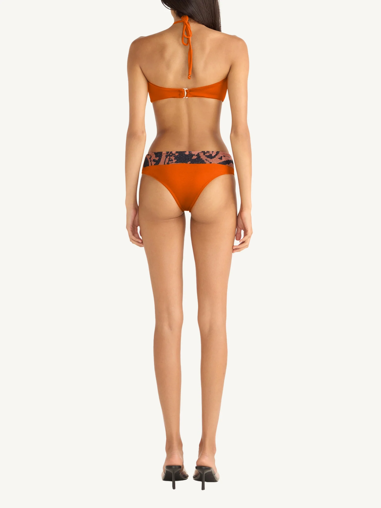 Lola Knitted Bikini Bottom - Burnt Orange/Black - Image 4