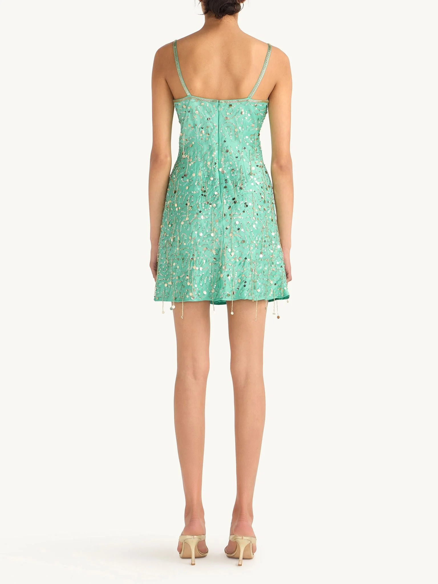 Marta Hand Beaded Mini Dress - Swimming Pool Blue - Image 5