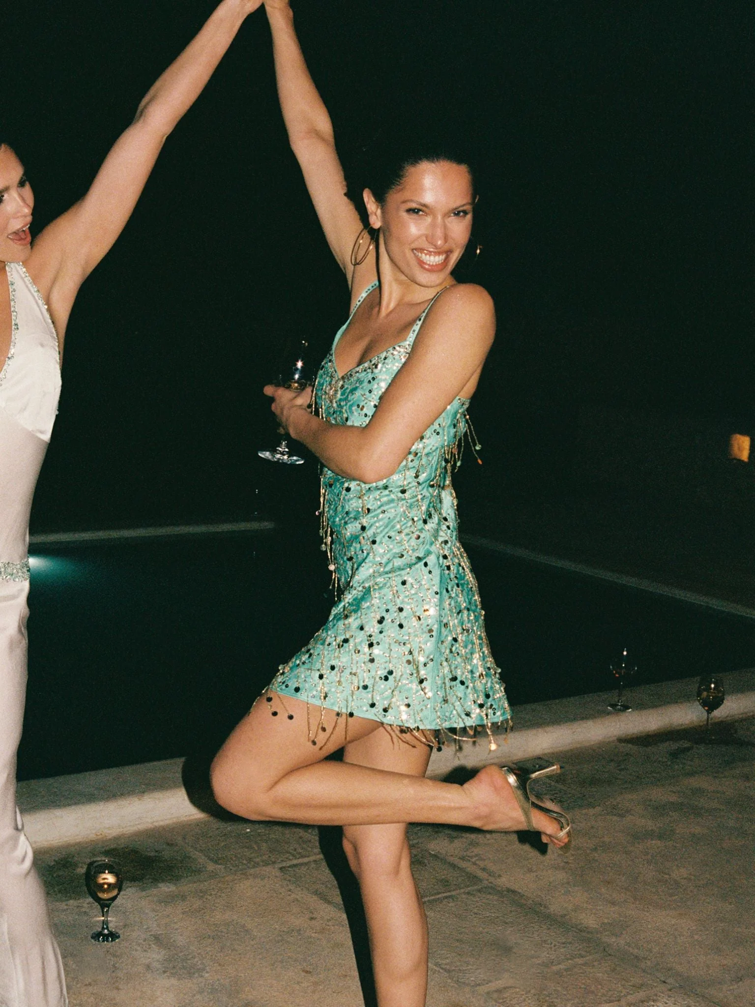 Marta Hand Beaded Mini Dress - Swimming Pool Blue - Image 6