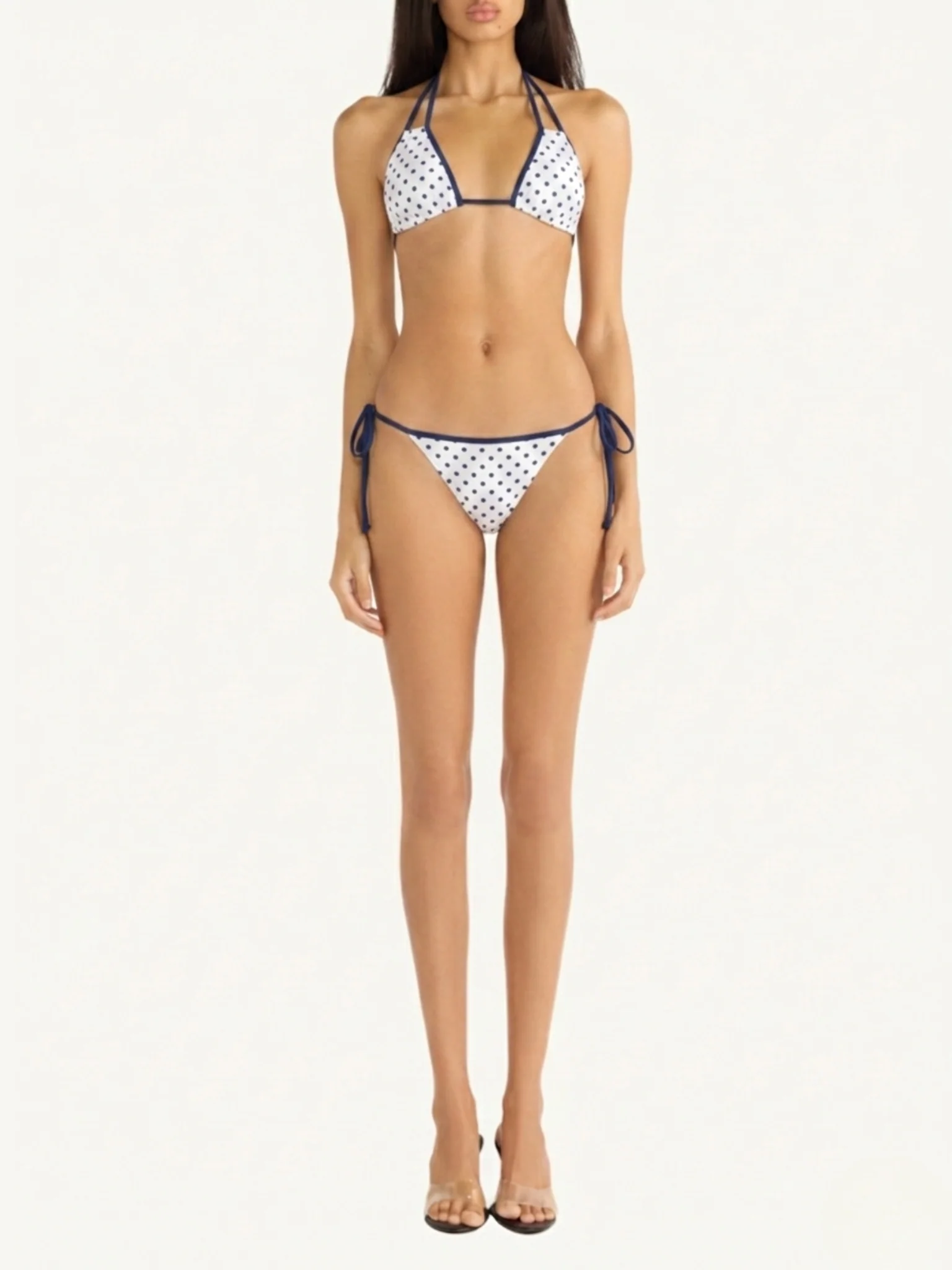 Mia Bikini Bottom - Navy Polka - Image 2