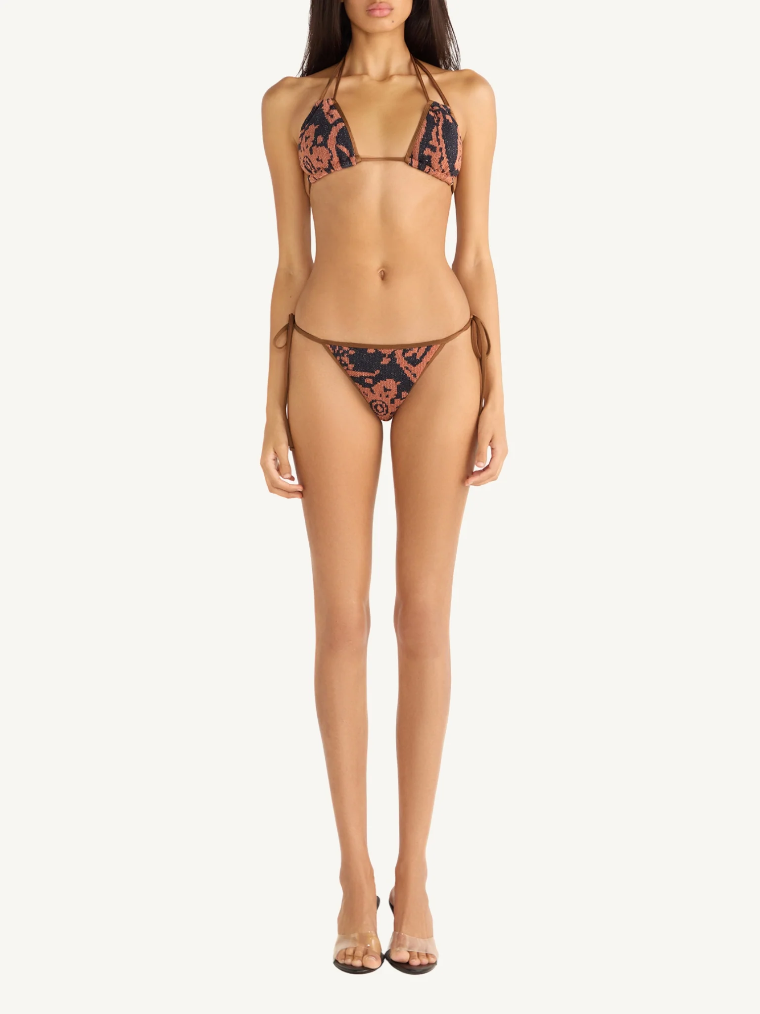 Mia Knitted Bikini Bottom - Burnt Orange/Black - Image 3