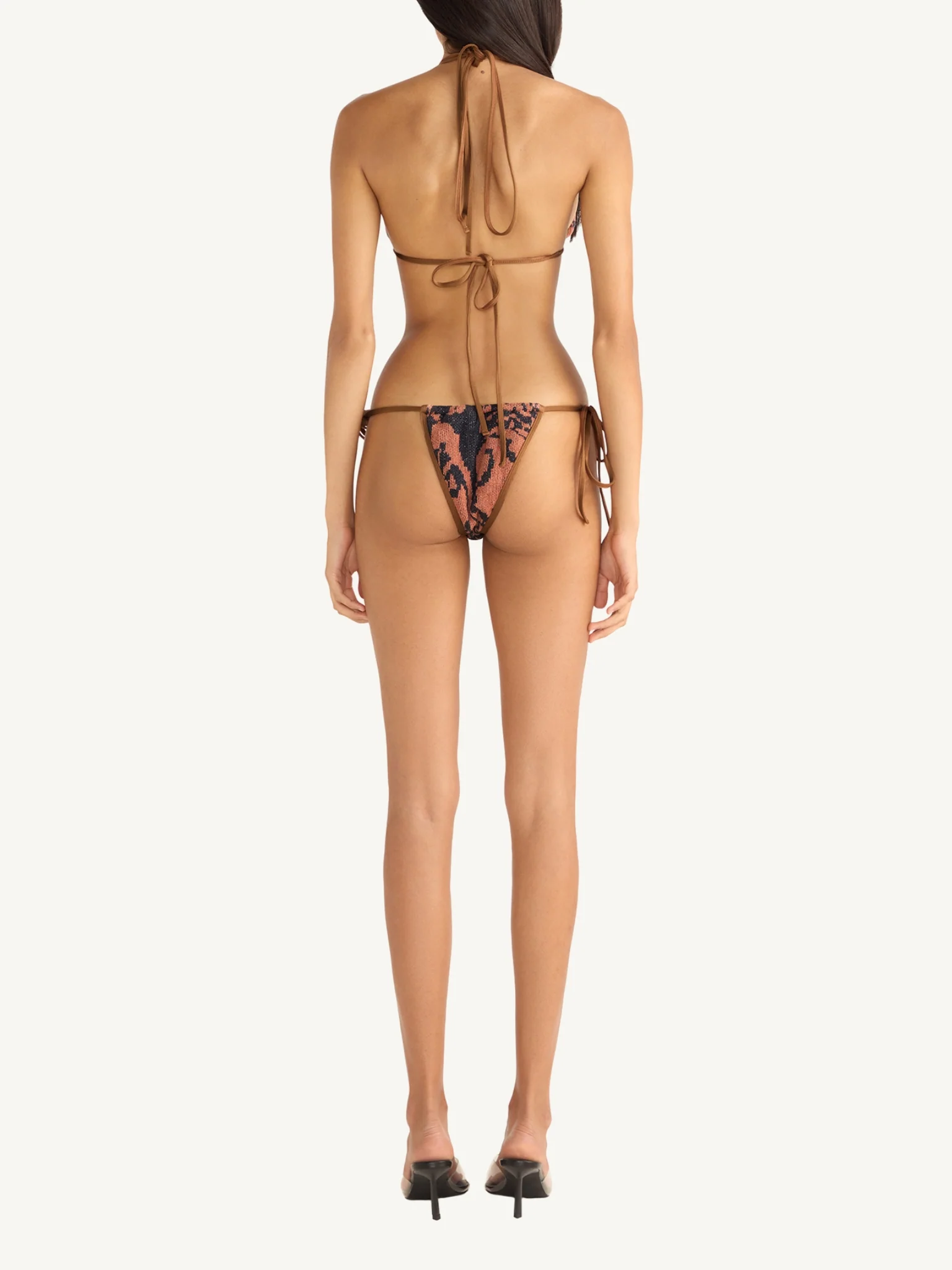 Mia Knitted Bikini Bottom - Burnt Orange/Black - Image 4