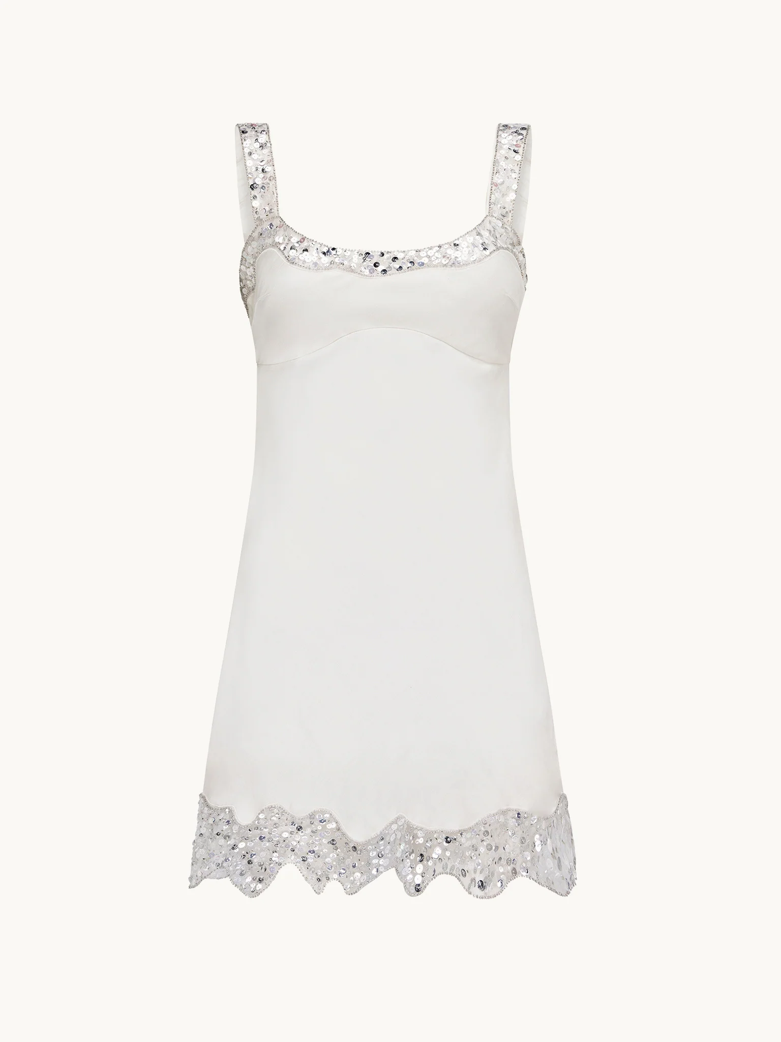 Nikolina Hand Beaded Mini Dress - Salt
