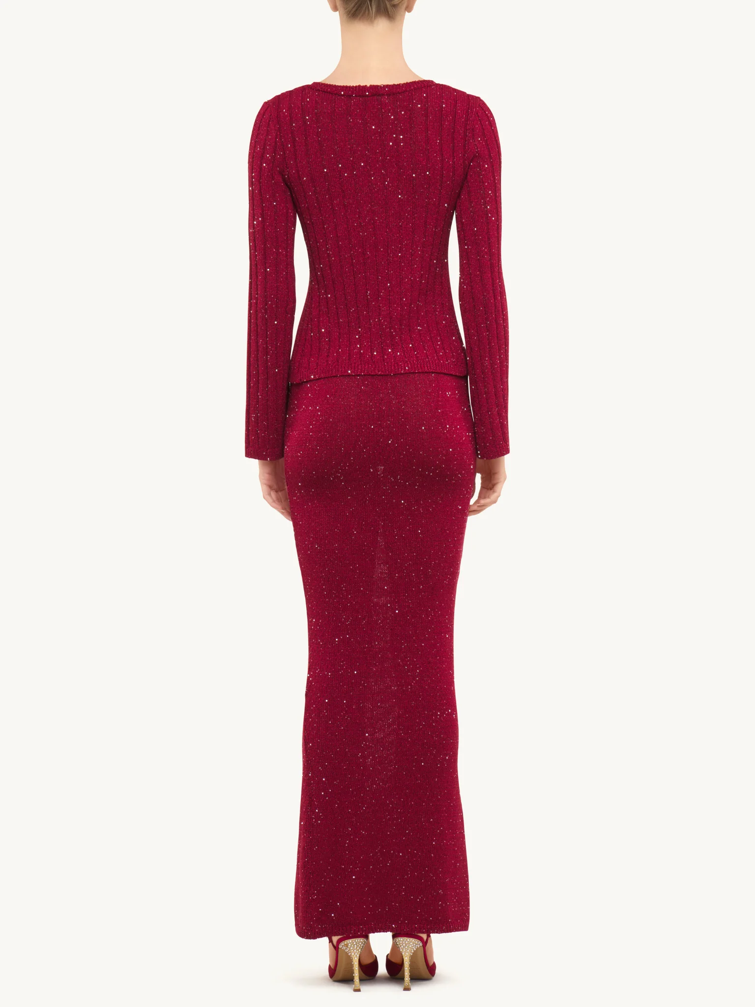 Rosie Cropped Cardigan - Wine Sequin - Image 4