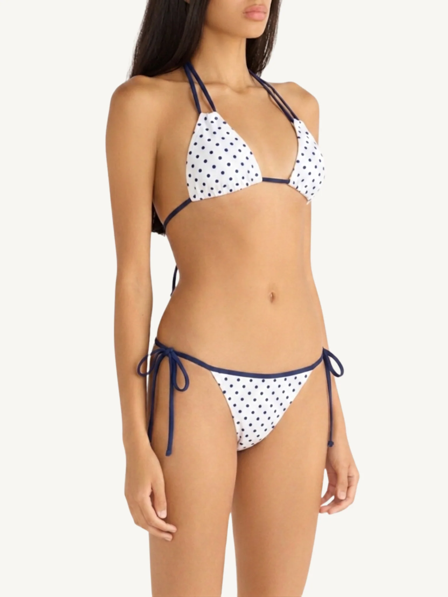 Stella Bikini Top - Navy Polka - Image 3