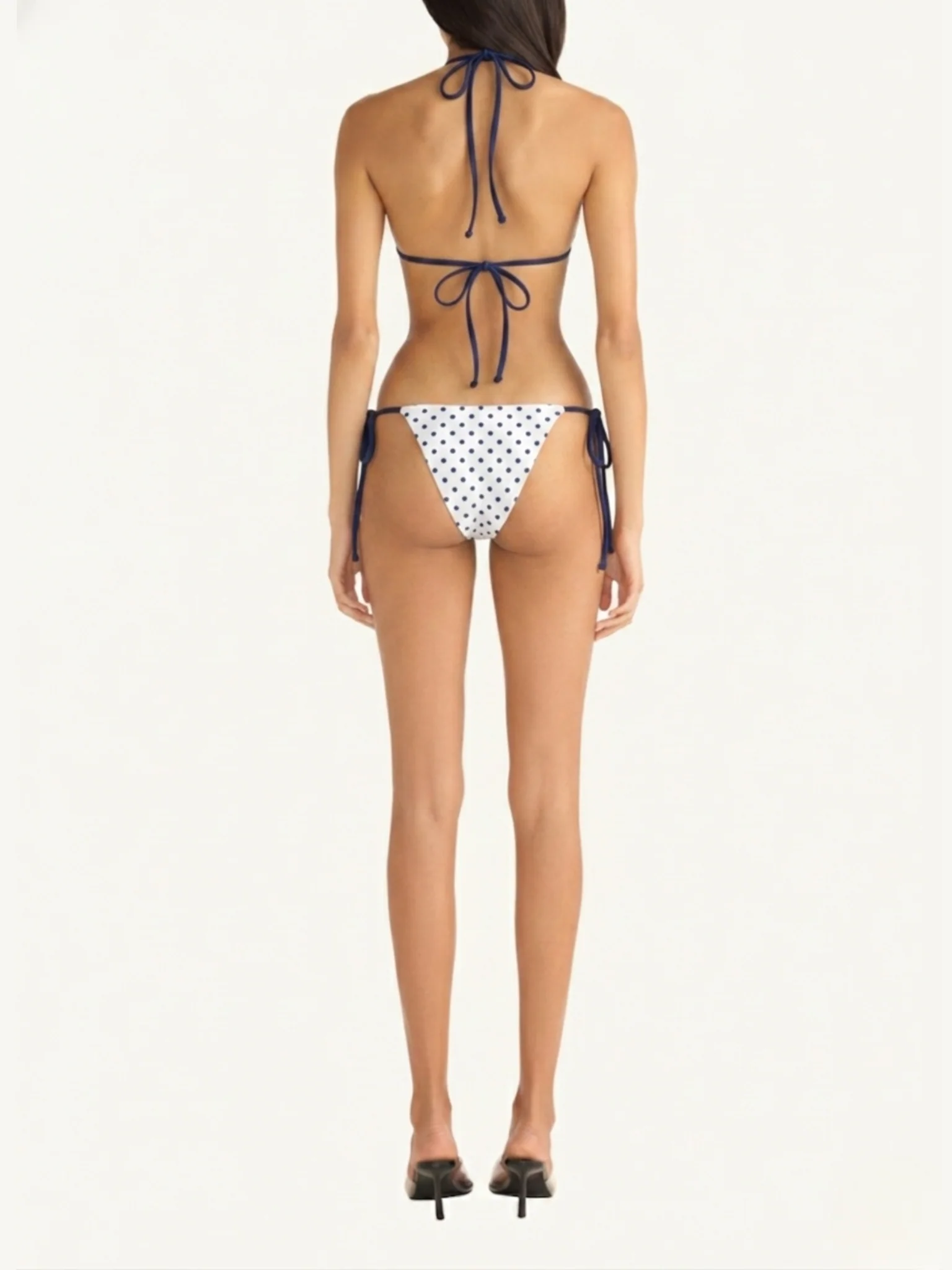 Stella Bikini Top - Navy Polka - Image 4