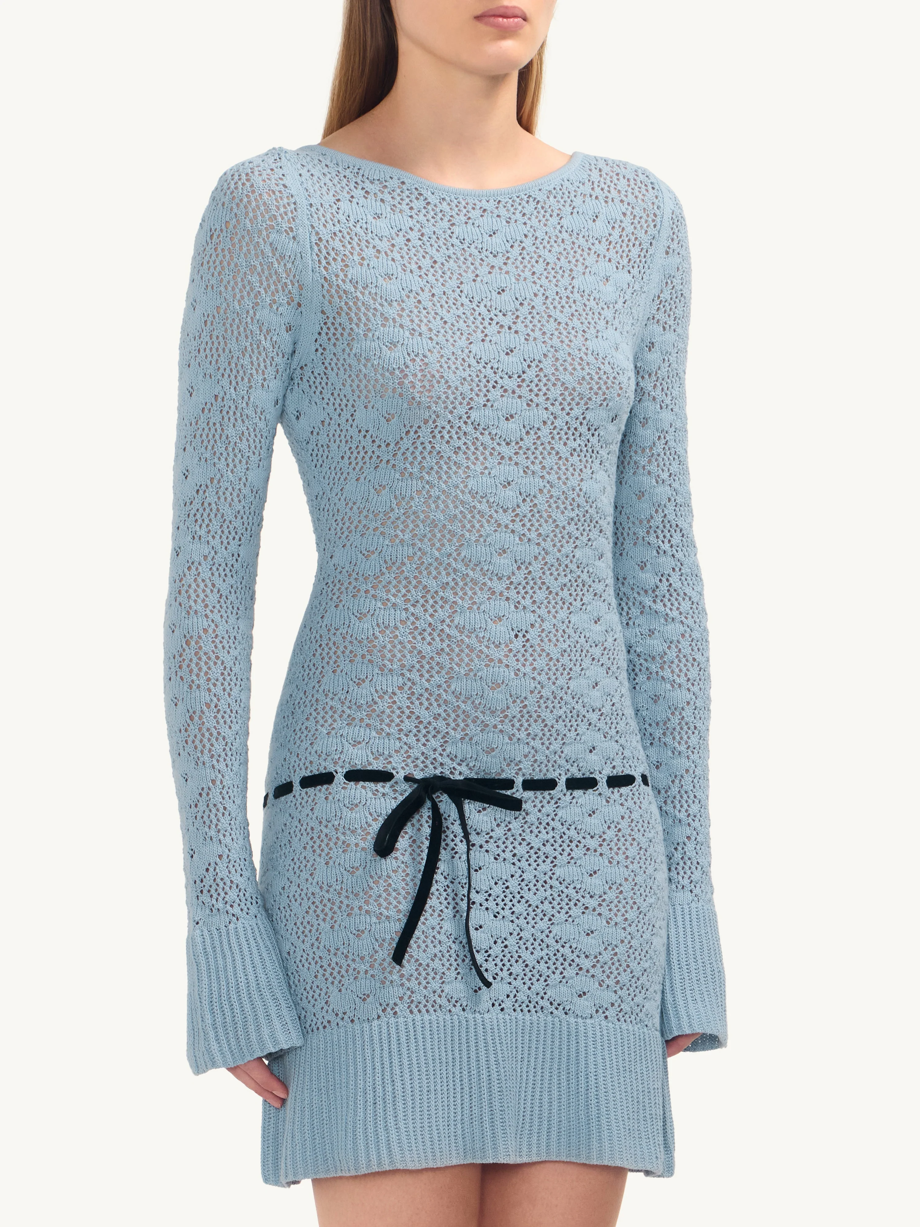 Vivienne Long Sleeve Mini Dress - Light Blue - Image 3