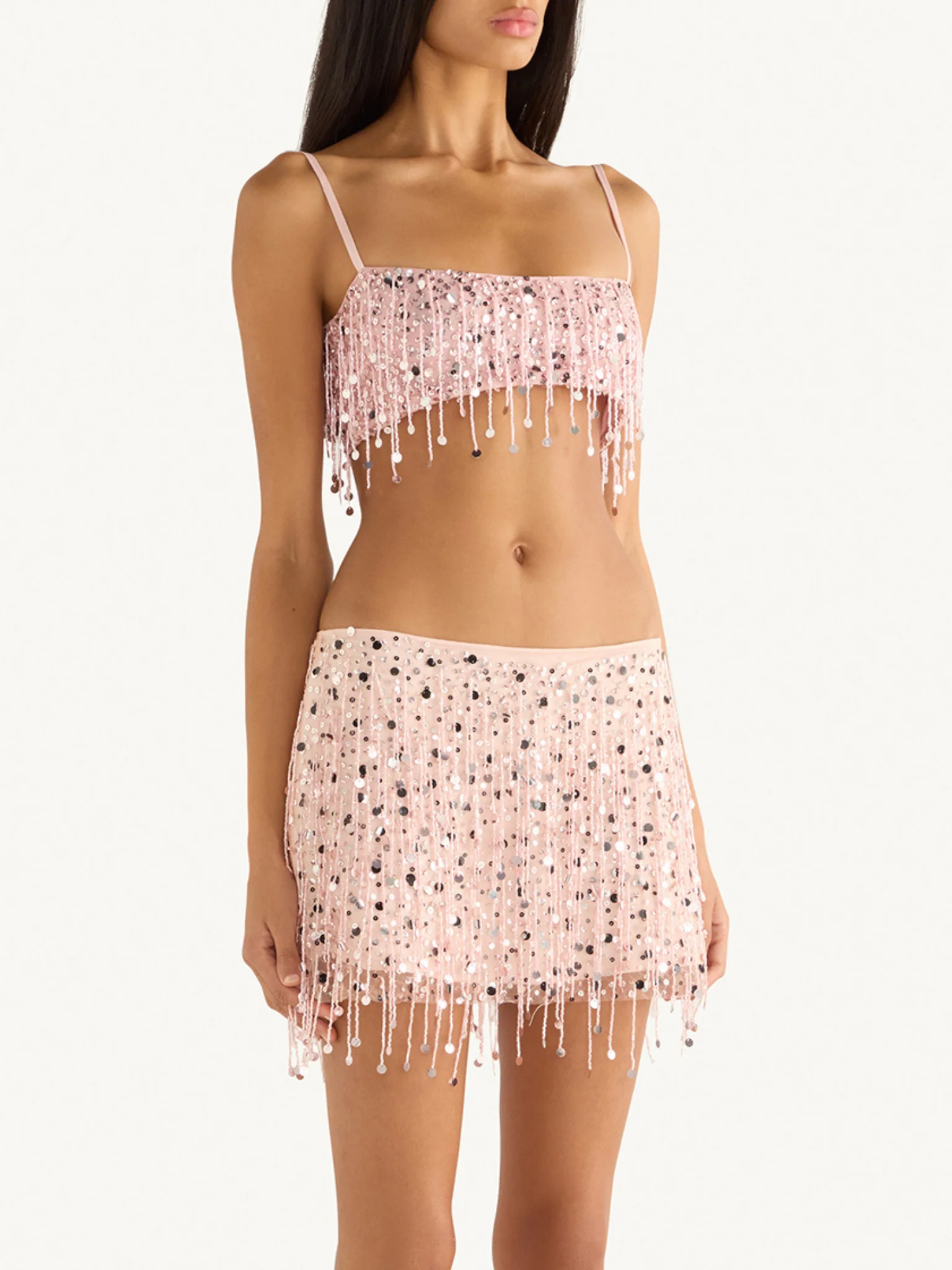 Yasmin Hand Beaded Bralette - Blush Pink - Image 3