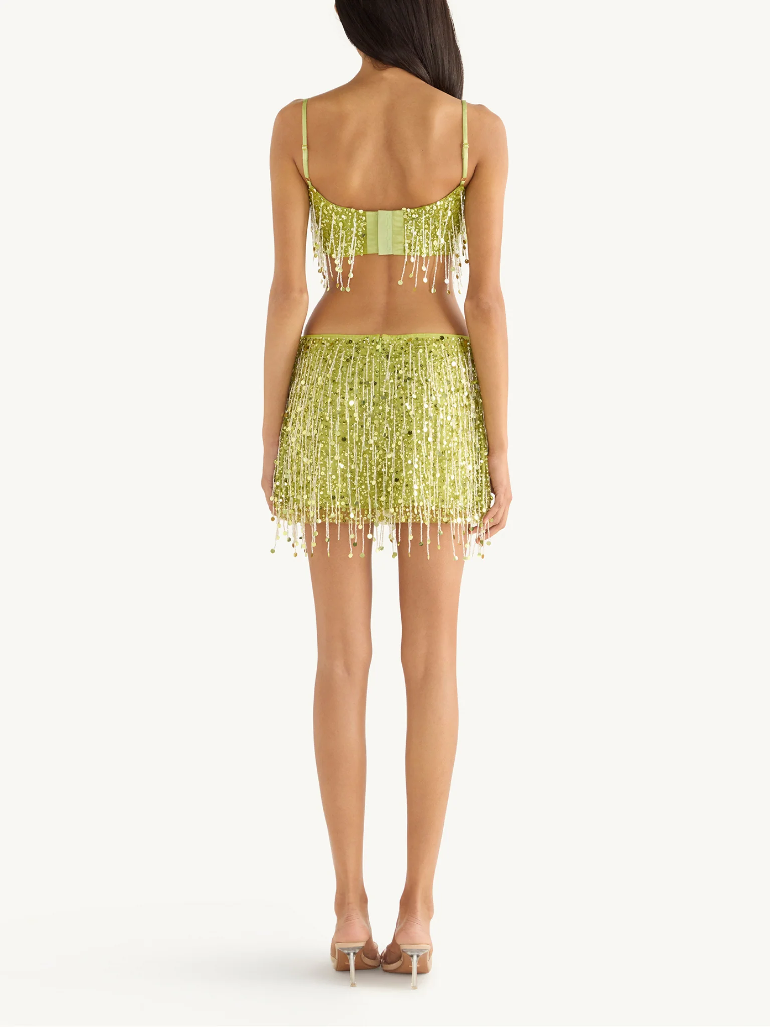 Yasmin Hand Beaded Bralette - Chartreuse - Image 4