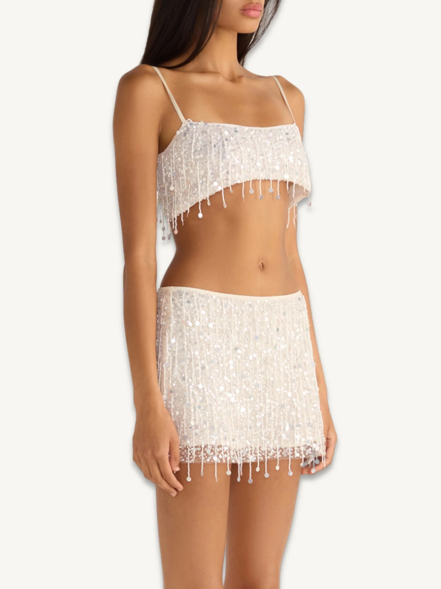 Yasmin Hand Beaded Bralette - Salt - Image 3