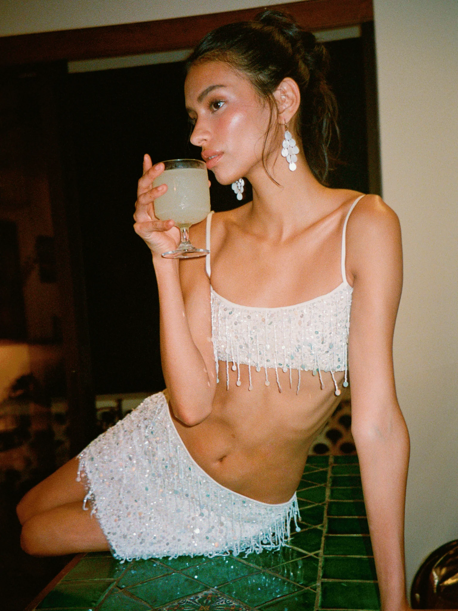Yasmin Hand Beaded Bralette - Salt - Image 6