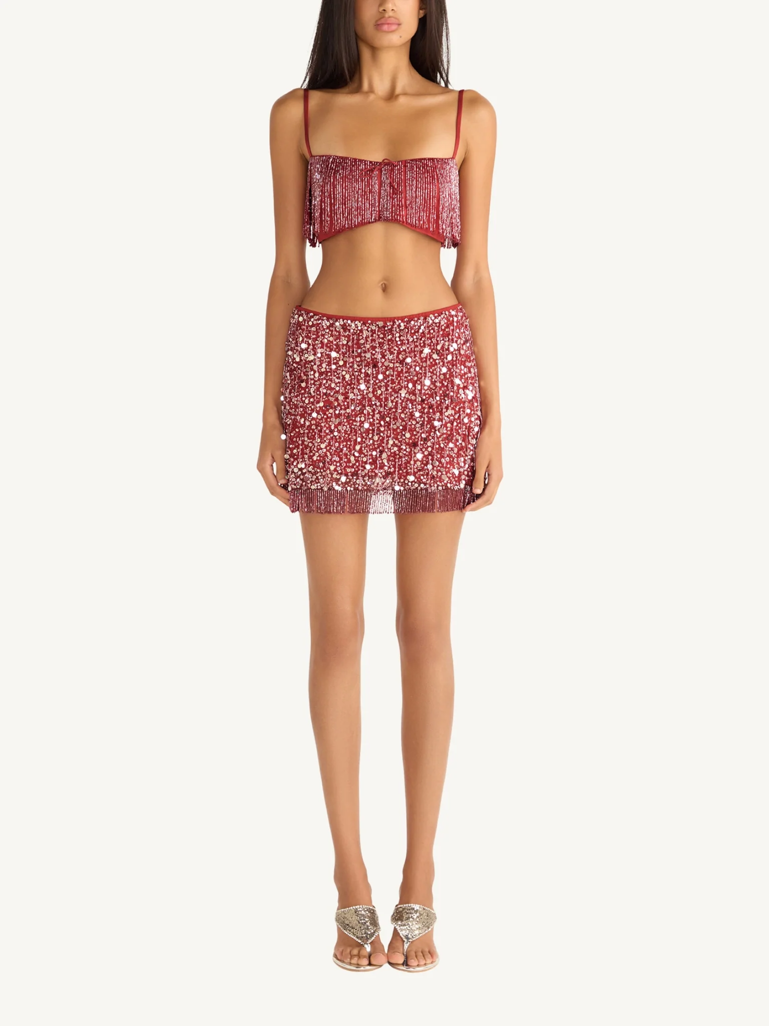 Yasmin Hand Beaded Fringe Bralette - Dusk - Image 2