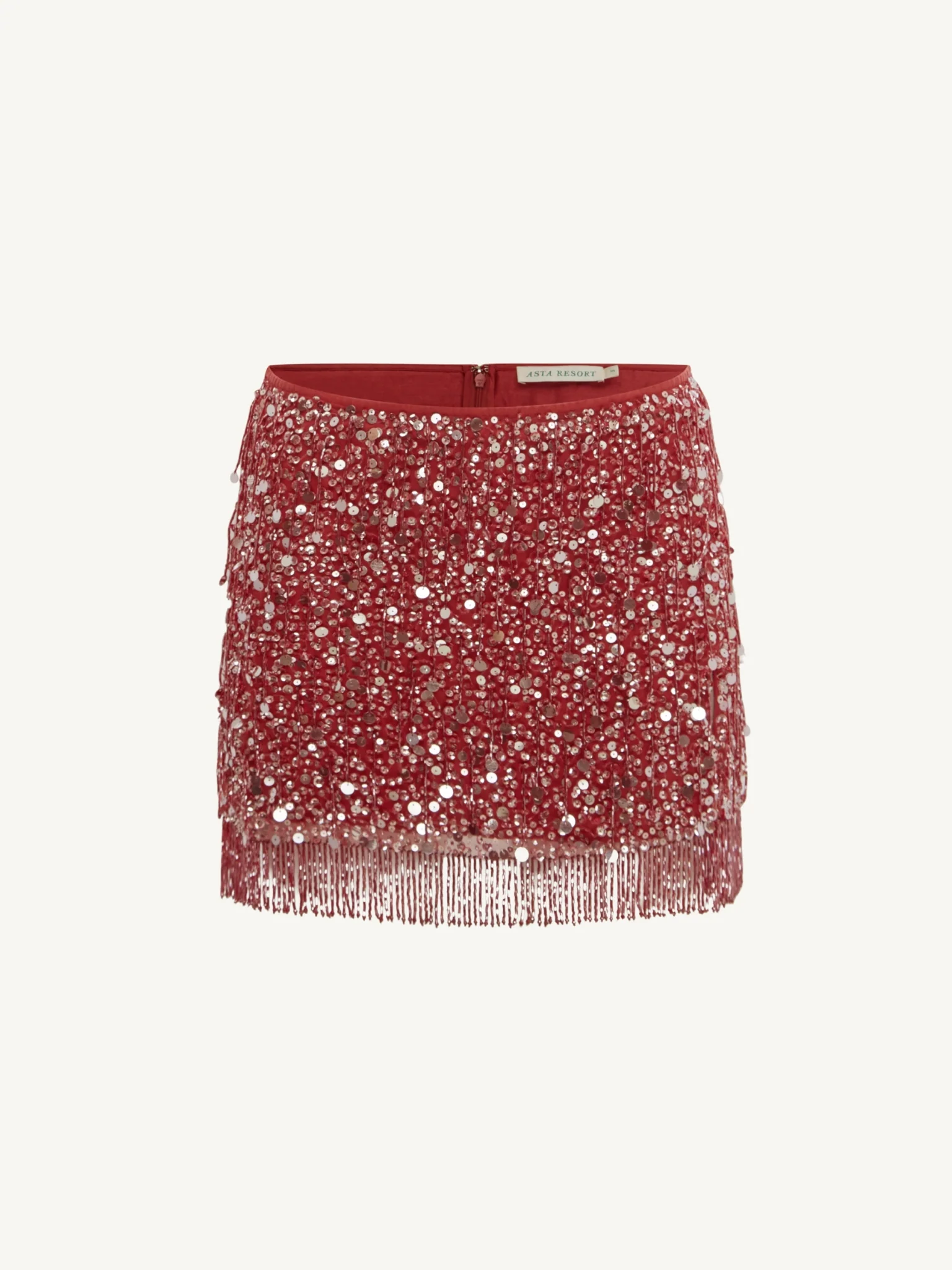 Yasmin Hand Beaded Fringe Split Mini Skirt - Dusk